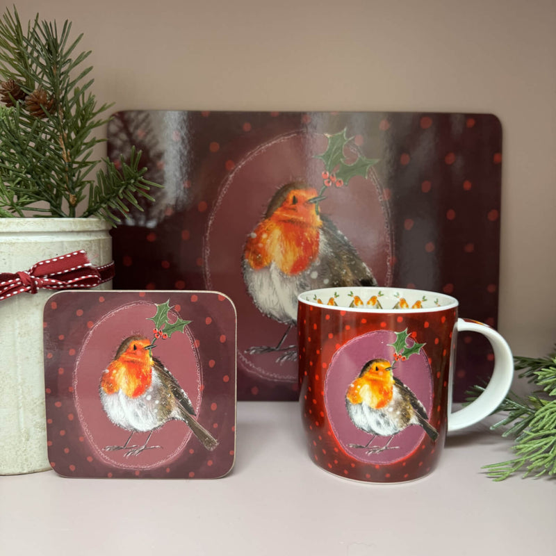 Alex Clark Christmas Placemat - Robin & Holly