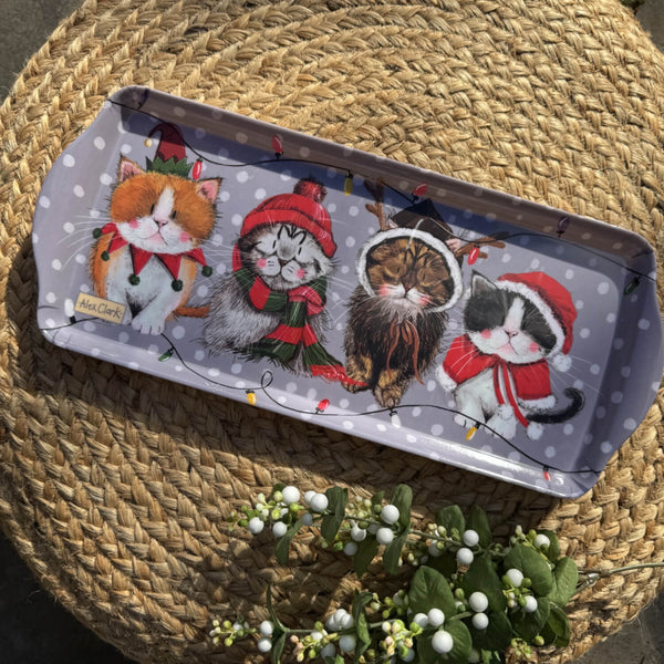 Alex Clark Christmas Melamine Medium Tray - Christmas Cats