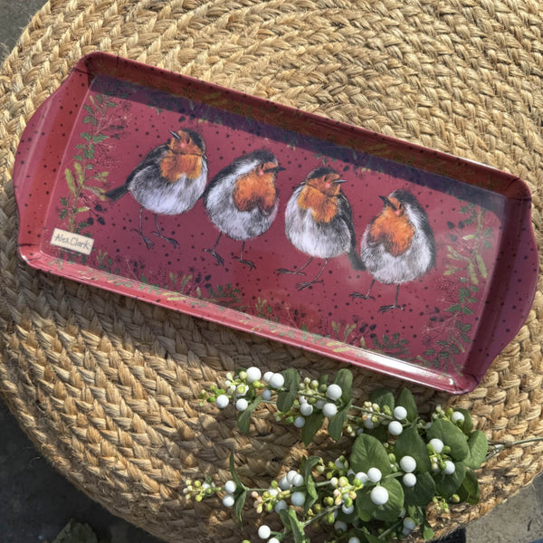 Alex Clark Christmas Melamine Medium Tray - Red Robins