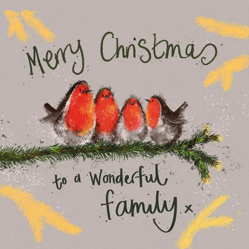 Alex Clark Christmas Card - Wonderful Family - Robins