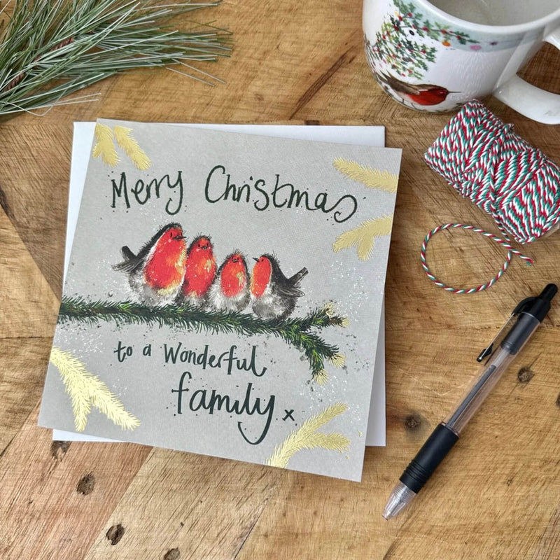 Alex Clark Christmas Card - Wonderful Family - Robins