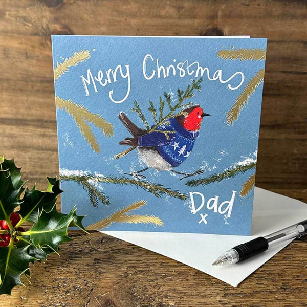 Alex Clark Christmas Card - Merry Christmas Dad - Robin
