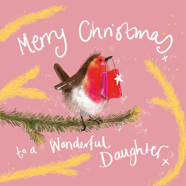 Alex Clark Christmas Card - Wonderful Daughter - Robin