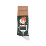 Wrendale Designs Mens Christmas Bamboo Socks One Size 7-11 - A Little Red Robin