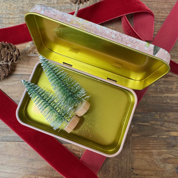 Alex Clark Christmas Small Rectangular Tin With Hinged Lid - Robin & Berries