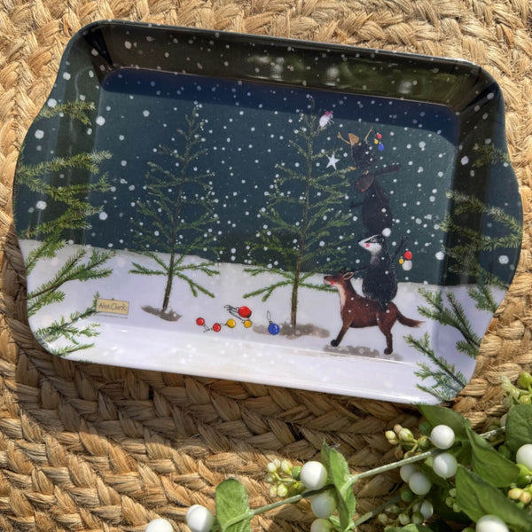 Alex Clark Christmas Melamine Small Tray - Decorating The Tree