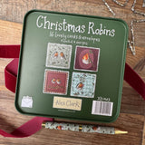 Alex Clark Christmas 16-Pack Notecard Tin - Christmas Robins