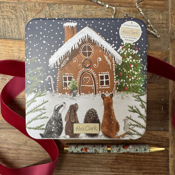 Alex Clark Christmas 16-Pack Notecard Tin - Woodland Animals