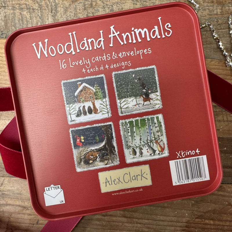 Alex Clark Christmas 16-Pack Notecard Tin - Woodland Animals