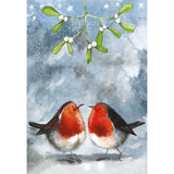 Alex Clark Christmas 100% Cotton Tea Towel - Robins & Mistletoe