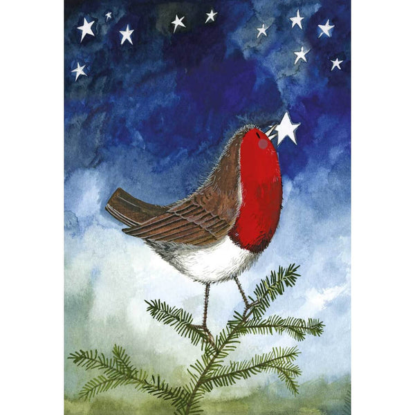 Alex Clark Christmas 100% Cotton Tea Towel - Robin & Stars