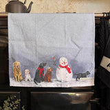 Alex Clark Christmas 100% Cotton Tea Towel - Dogs And Snowman