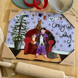 Alex Clark Christmas Glass Worktop Saver - Crazy Cat Lady