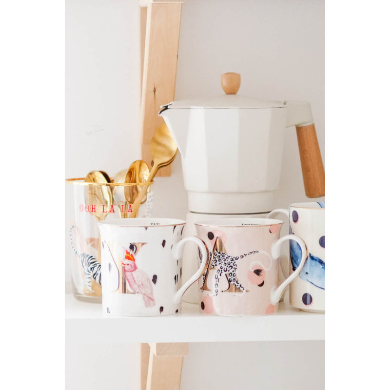 Yvonne Ellen Bone China 330ml Alphabet Mug - D