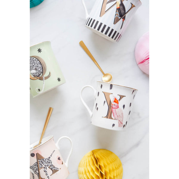 Yvonne Ellen Bone China 330ml Alphabet Mug - A