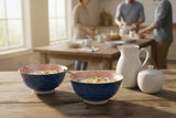 KitchenCraft Stoneware Bowl - Blue Arched Pattern