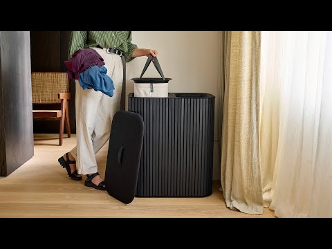 Joseph Joseph Tota Luxe 90 Litre Laundry Separation Bamboo Basket - Black