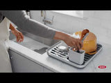 OXO Good Grips Aluminium Fold Flat Dish Rack - Grey