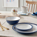 Denby 12 Piece Dinnerware Set - Imperial Blue & White - Potters Cookshop