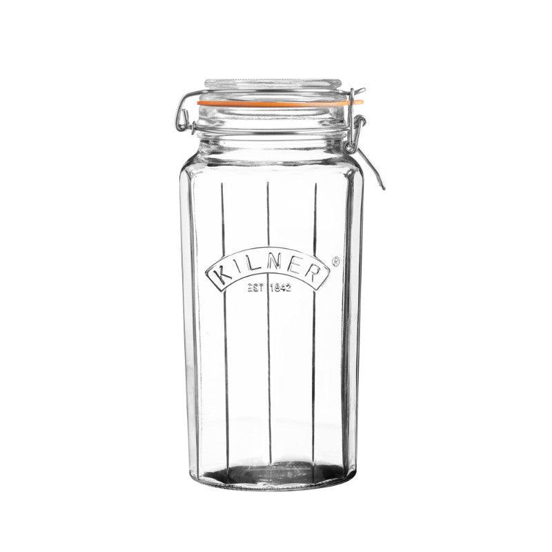 Kilner Glass Facetted Clip Top Storage Jar - 1.8 Litre - Potters Cookshop