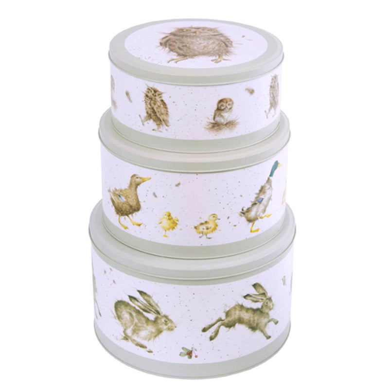 Wrendale Designs by Hannah Dale 3 Piece Cake Tin Nest - Hare, Duck & Owl