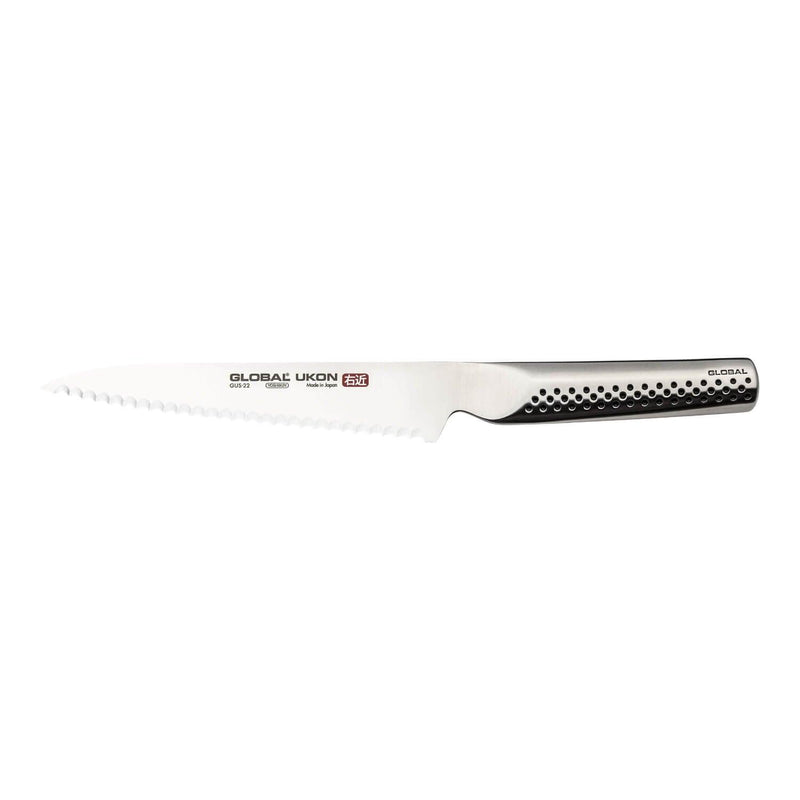 Global Ukon GUS-22 Scalloped Utility Knife - 15cm - Potters Cookshop