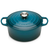 Le Creuset Signature Cast Iron 24cm Round Casserole - Deep Teal - Potters Cookshop