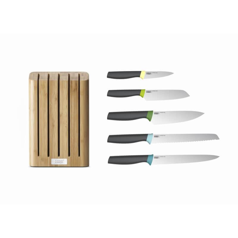 Joseph Joseph Elevate 5 Piece Kitchen Knife Block Set - Bamboo - Potters Cookshop