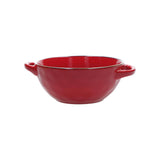 Rose & Tulipani Concerto Rosso Fuoco Fire Red Soup Bowl With Handles - 14cm