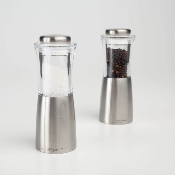 T&G CrushGrind Apollo 15cm Pepper Mill - Brushed Silver & Acrylic