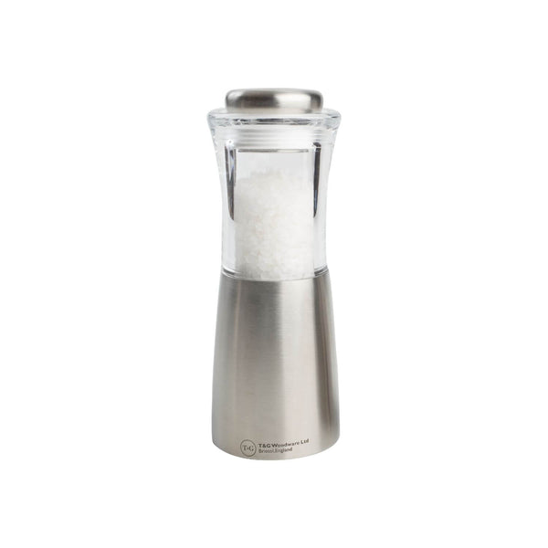 T&G CrushGrind Apollo 15cm Salt Mill - Brushed Silver & Acrylic