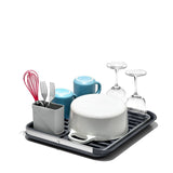 OXO Good Grips Aluminium Fold Flat Dish Rack - Grey - Potters Cookshop