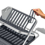 OXO Good Grips Aluminium Fold Flat Dish Rack - Grey - Potters Cookshop