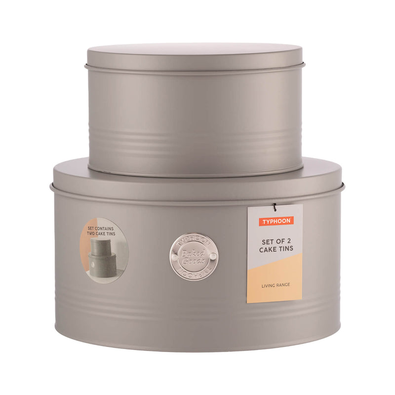 Typhoon Living 2 Piece Cake Storage Tin Set - Grey