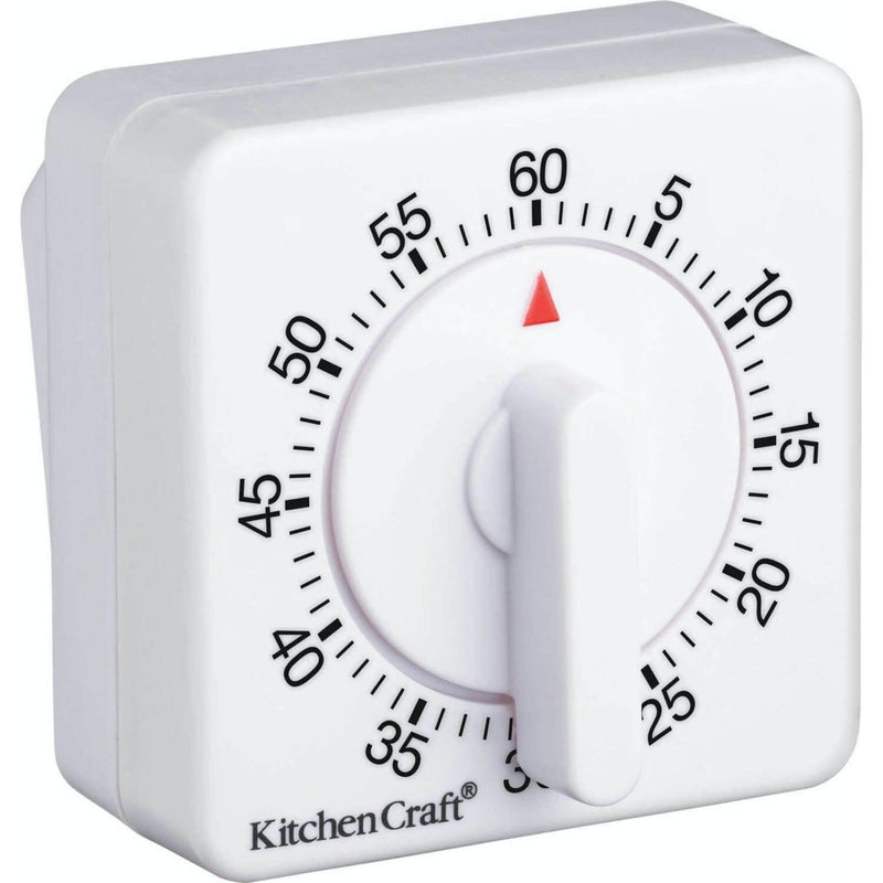 KitchenCraft Mechanical 1 Hour Timer - White - Potters Cookshop