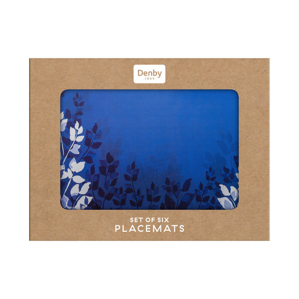 Denby Colours 6 Piece Placemat Set - Blue Foliage