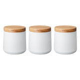 Denby Steel 3 Piece Canister Set With Acacia Wood Lids - Matte White