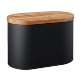 Denby Steel Bread Bin With Acacia Wood Lid - Matte Black