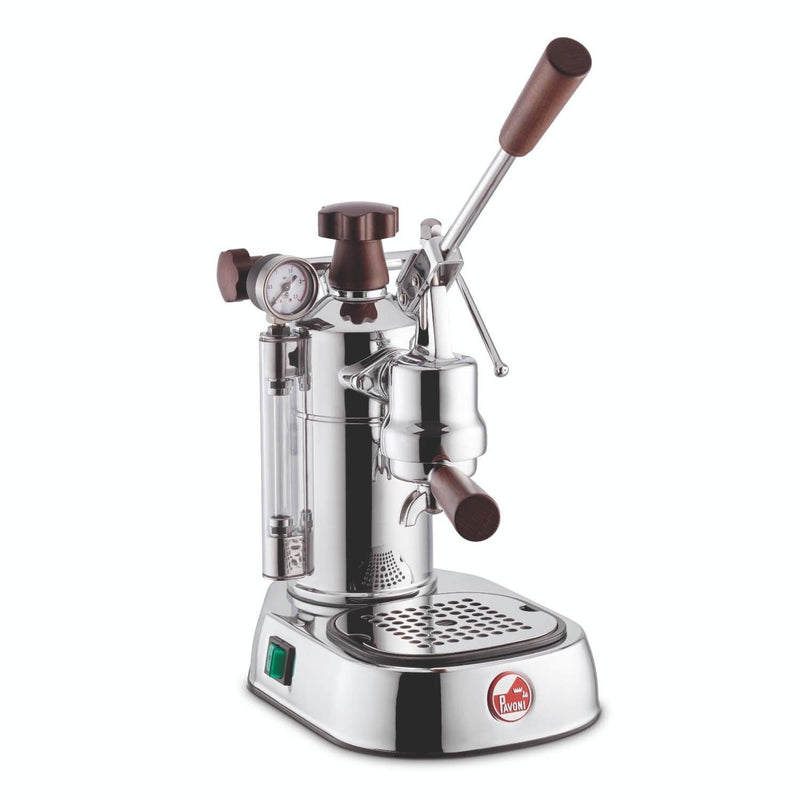 La Pavoni Professional Lusso Manual Espresso Coffee Machine - Brown Handle - Potters Cookshop