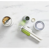 Joseph Joseph Pivot 3-In-1 Can Opener - Green and White - Marble Worktop Lifestyle