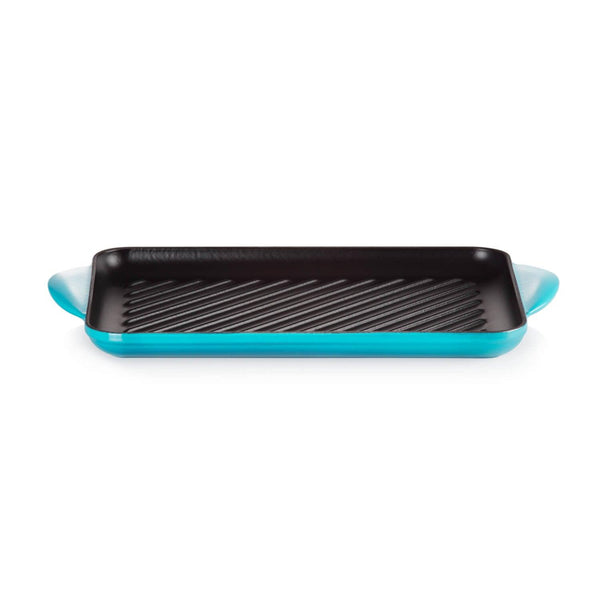 Le Creuset Traditional Cast Iron 32cm Rectangular Grill - Teal - Potters Cookshop