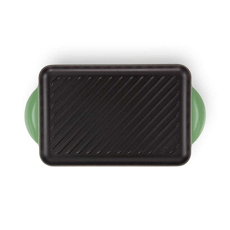 Le Creuset Traditional Cast Iron 32cm Rectangular Grill - Bamboo Green - Potters Cookshop