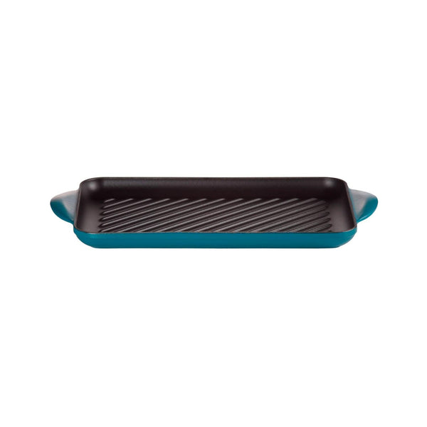 Le Creuset Traditional Cast Iron 32cm Rectangular Grill - Deep Teal - Potters Cookshop