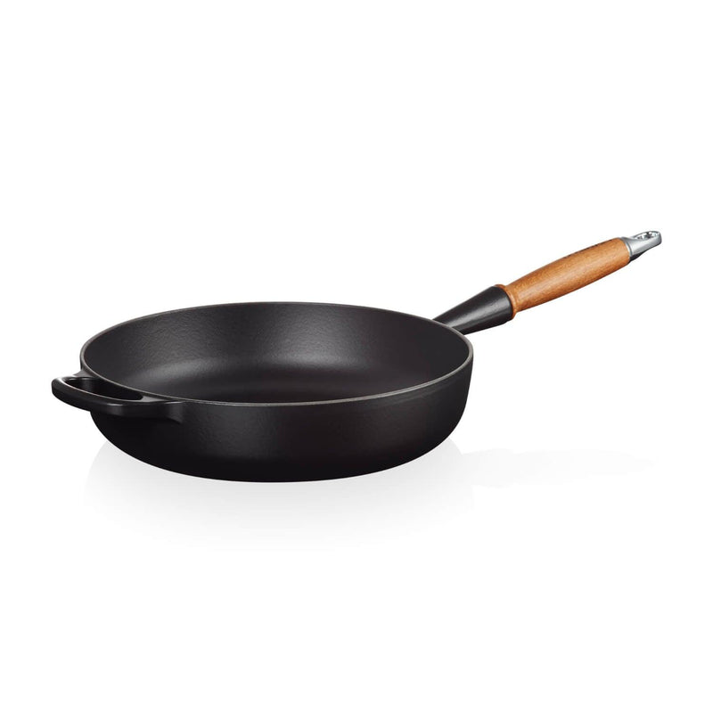 Le Creuset Signature Cast Iron 28cm Saute Pan - Satin Black - Potters Cookshop