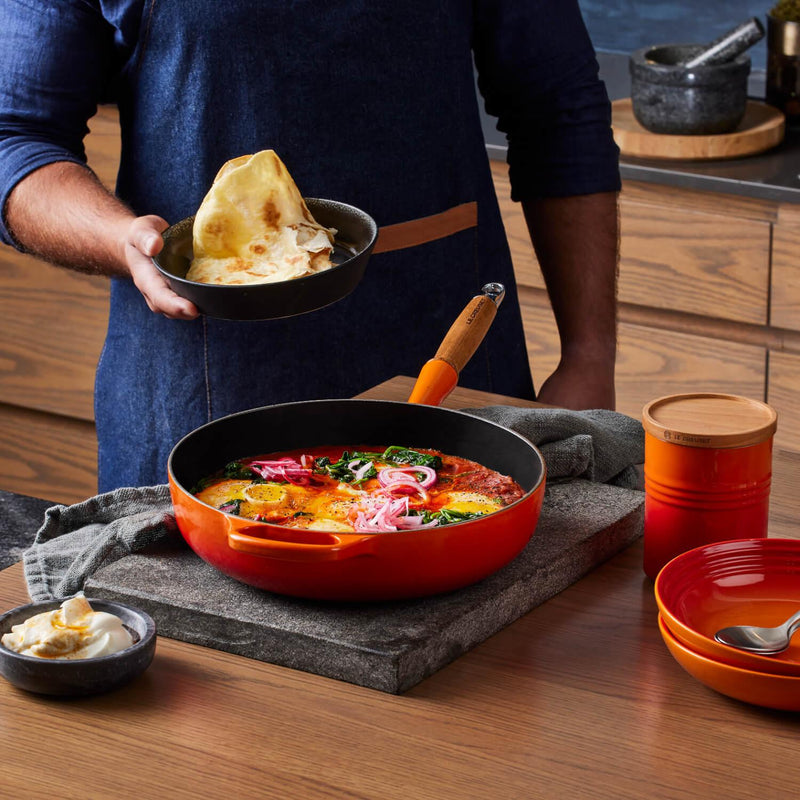 Le Creuset Signature Cast Iron 3 Piece Frying Pan & Saute Pan Set - Volcanic - Potters Cookshop