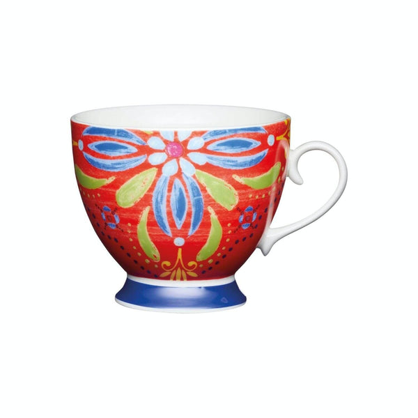 KitchenCraft 400ml Footed Mug - Moroccan Red - Potters Cookshop