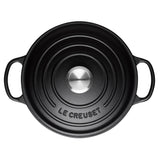 Le Creuset Signature Cast Iron 20cm Round Casserole - Satin Black - Potters Cookshop