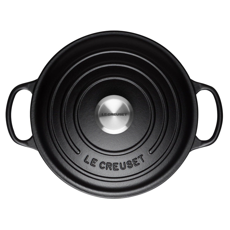 Le Creuset Signature Cast Iron 28cm Round Casserole - Satin Black - Potters Cookshop