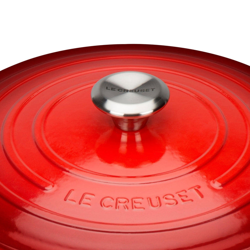 Le Creuset Signature Cast Iron 28cm Round Casserole - Cerise - Potters Cookshop