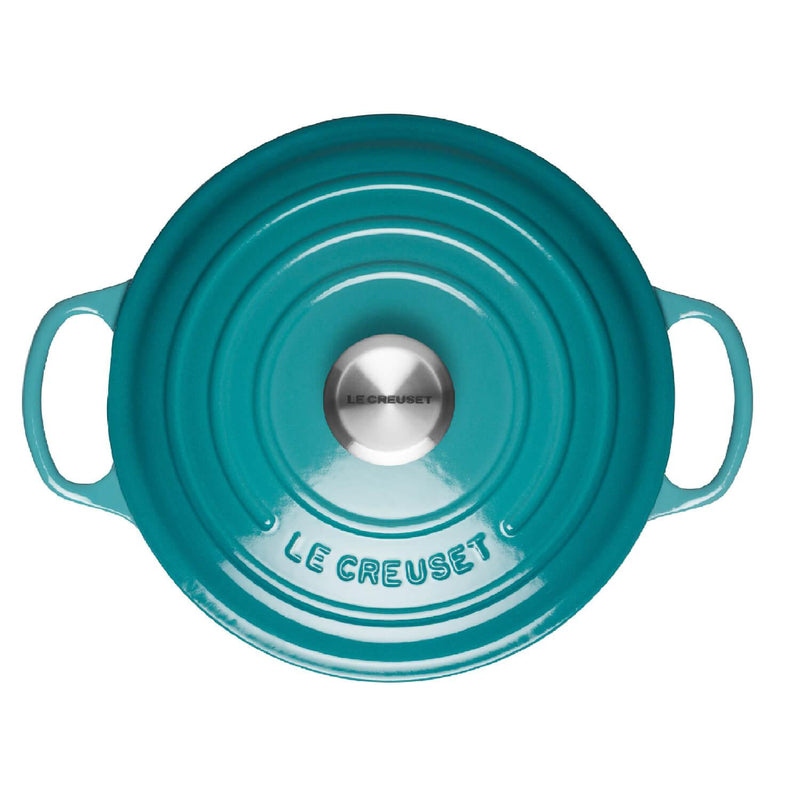 Le Creuset Signature Cast Iron 20cm Round Casserole - Teal - Potters Cookshop